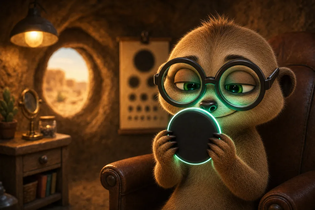 The exam room: the meerkat in the optician's chair
